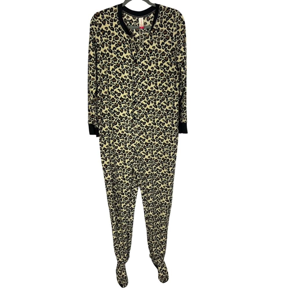 No Boundaries, Fleece Leopard Print Footie Onesie. Size Medium. Good used cond!